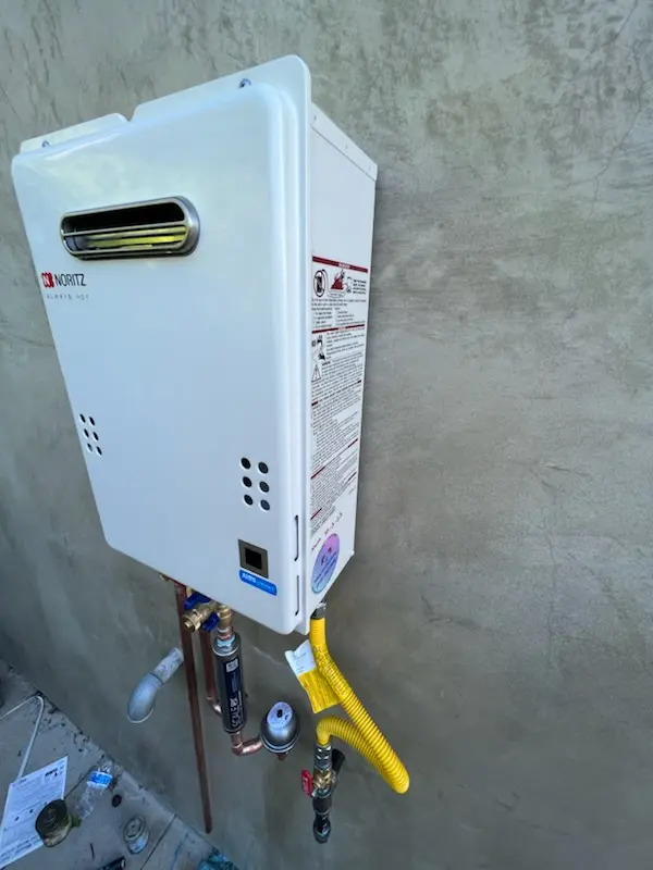 Tankless water heater installation for Naughright homes